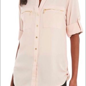 Calvin Klein zip pocket utility blouse- blush